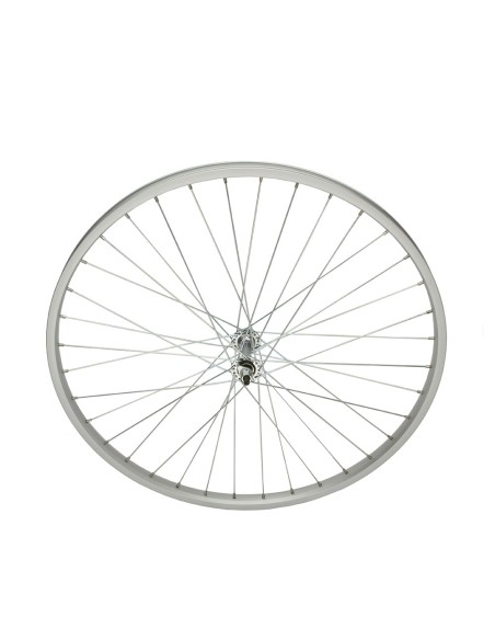 24 x 1 3/8 Alloy Front Wheel 36 Spoke 14g UCP 3/8 Axle Single Wall Silver.